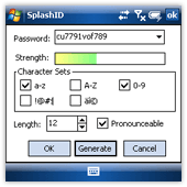 Password generator creates unguessable passwords on Windows Mobile