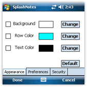 SplashNotes Windows Mobile screen